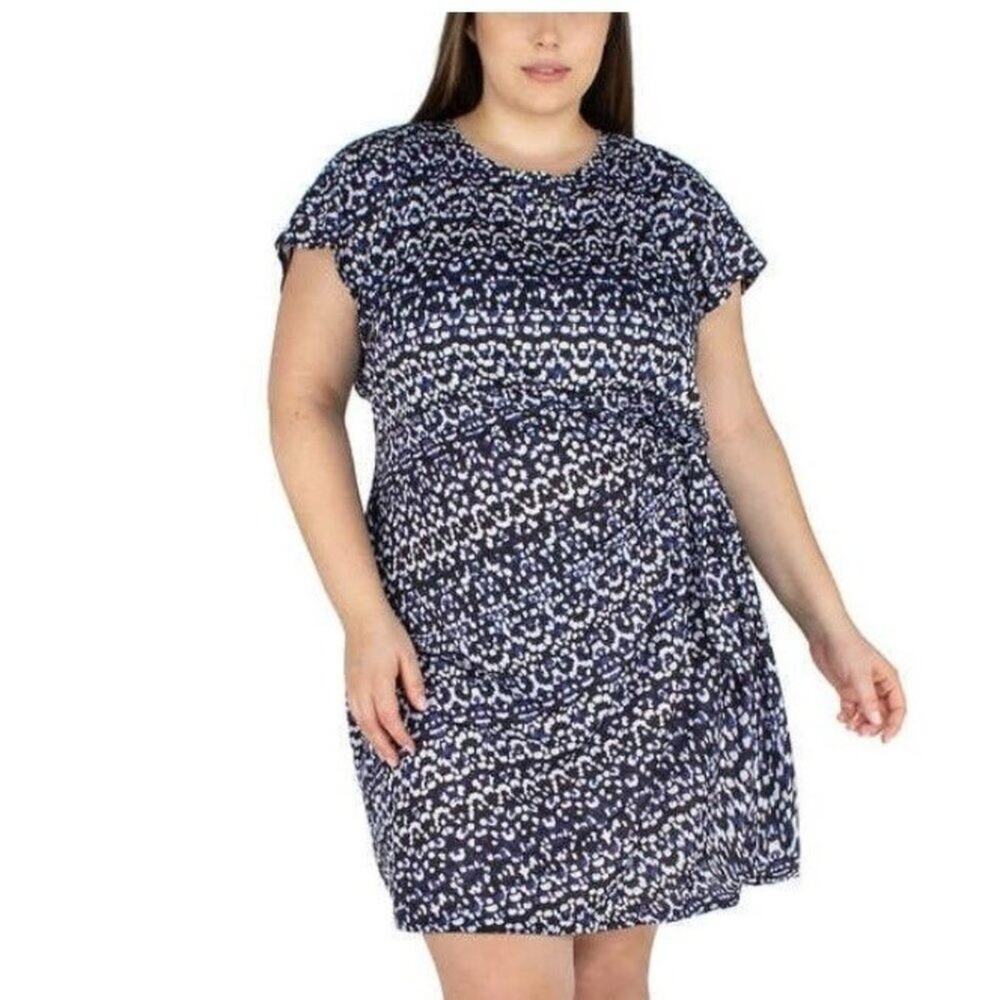 Nicole Miller Womens Faux Wrap Dress Size 2X - Picture 2 of 8